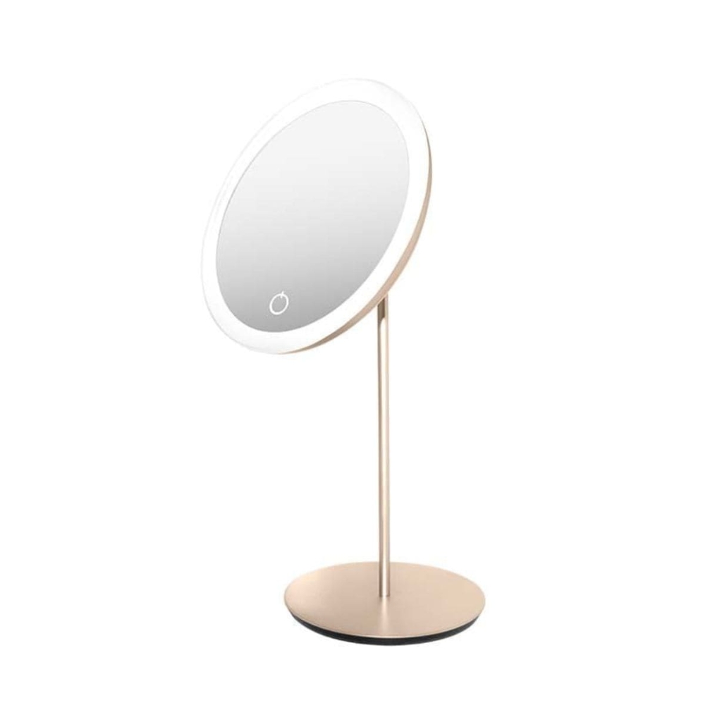 Veidrodis ant kojelės su LED apšvietimu Be Osom LED Table Mirror Champagne BEOSOM18DTRGD, šampaninės spalvos, 1X, skersmuo 175 mm