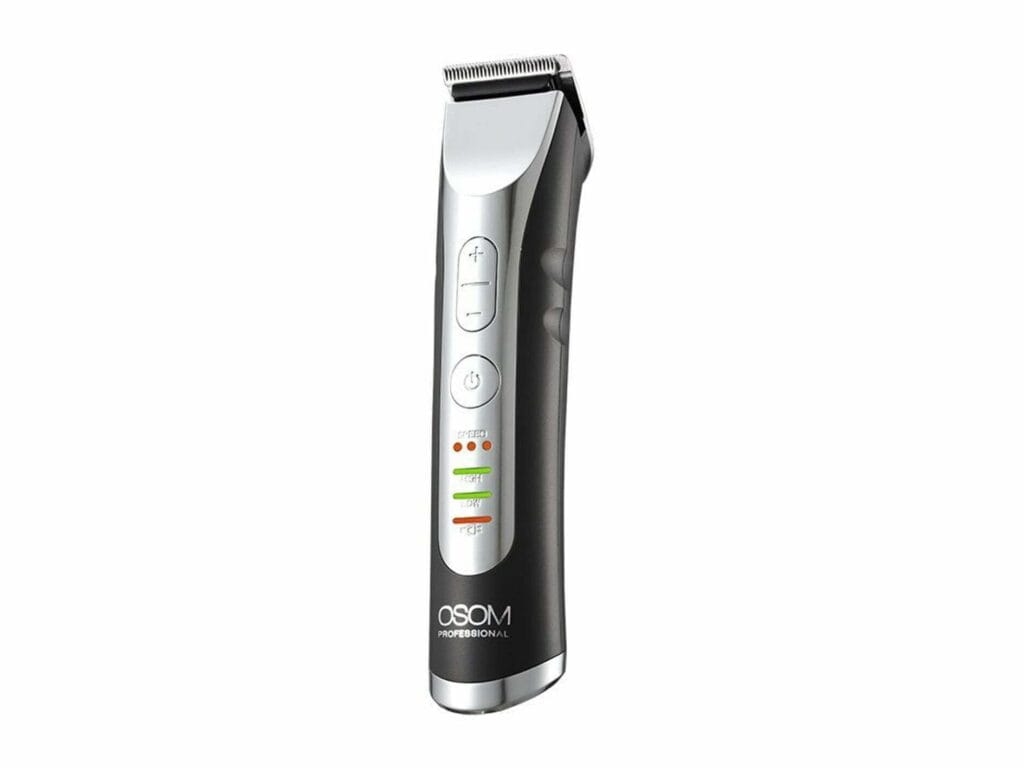 Profesionali plaukų kantavimo mašinėlė - trimeris OSOM Professional Hair Trimmer OSOMHTCHC338, LiFePo4 baterija, 100-240 V, 50/60 Hz, pilkos spalvos