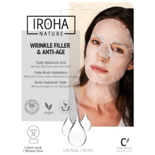 Iroha veido ir kaklo kaukė Tissue Face and Neck Mask Triple HA MTIN22, su hialurono rūgštimi, 23ml