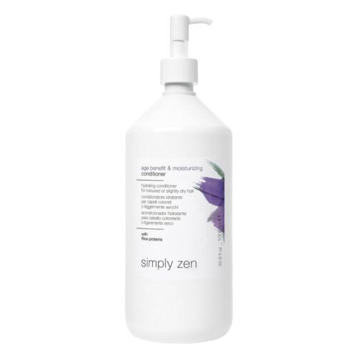 Simply Zen drėkinamasis kondicionierius apysausiems plaukams AGE BENEFIT & MOISTURIZING CONDITIONER, 1000ml-min Simply Zen drėkinamasis kondicionierius apysausiems plaukams AGE BENEFIT & MOISTURIZING CONDITIONER be dozatoriaus, 1000ml