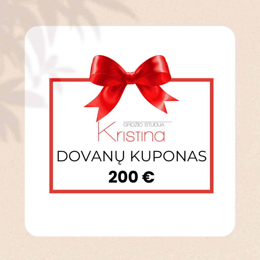 25-min Fizinis dovanų kuponas 200€ Grožio studija Kristina