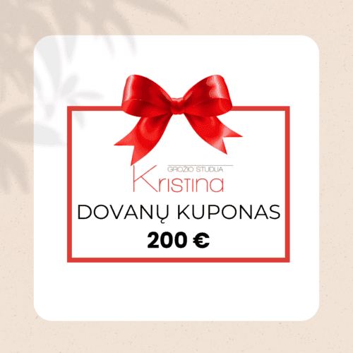 25-min Fizinis dovanų kuponas 200€ Grožio studija Kristina