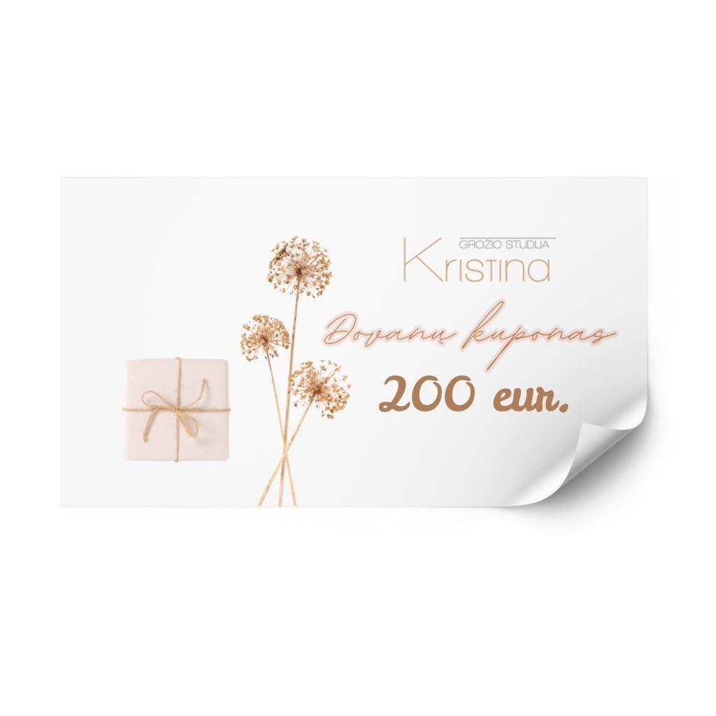 Elektroninis dovanų kuponas 200€ Grožio studija Kristina