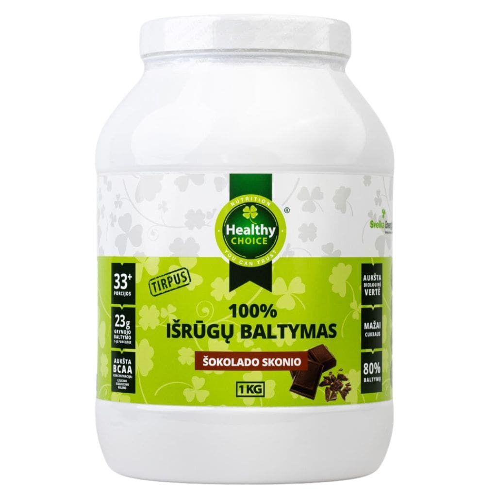 Healthy Choice 100% išrūgų baltymai, šokolado skonio, 1kg