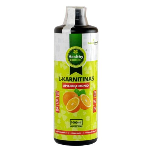 „Healthy Choice“ L-Karnitinas apelsinų skonio, 1000ml-min Healthy Choice riebalų degintojas, L-Karnitinas, apelsinų skonio, 1000ml