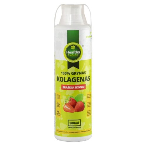 „Healthy Choice“ kolagenas braškių skonio, 100% grynas, 500ml-min Healthy Choice 100% grynas kolagenas, braškių skonio, 500ml