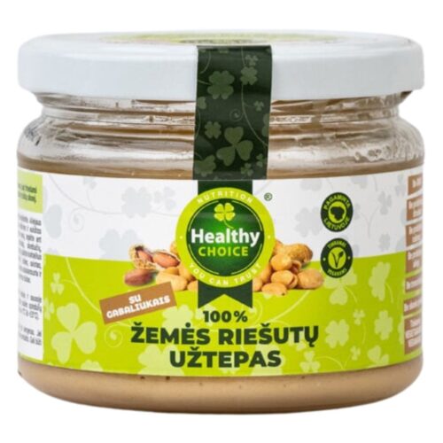 „Healthy Choice“ žemės riešutų užtepas su gabaliukais, 250g-min Healthy Choice žemės riešutų užtepas su gabaliukais, 250g