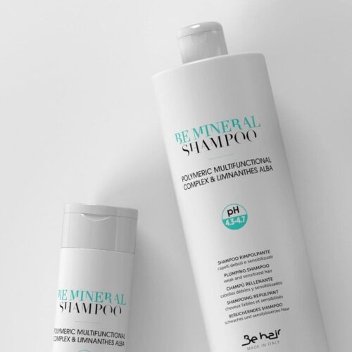 Be hair neapsunkinantis, apimties suteikiantis šampūnas, ploniems plaukams BE MINERAL (pH4.3-4.7), 1000ml