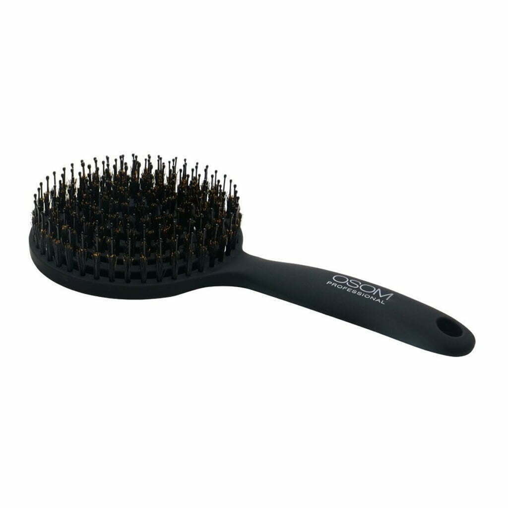 Apvalios formos šepetys plaukams, skirtas plaukų džiovinimui OSOM Professional Lollipop Vent Brush Matte Black OSOM15479, juodas, su nailono spygliukais ir šerno šereliais OSOM Professional apvalios formos šepetys plaukams, skirtas plaukų džiovinimui Lollipop Vent Brush Matte Black, juodas, su nailono spygliukais ir šerno šereliais