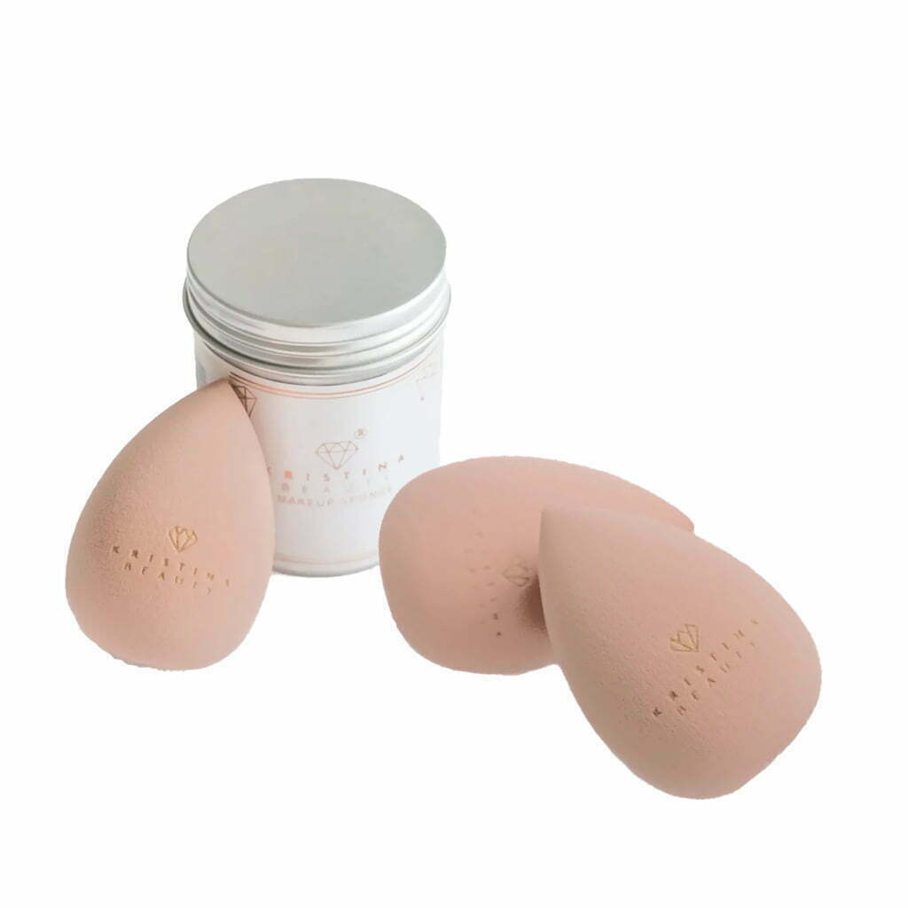 Kristina Beauty makiažo kempinėlių rinkinys: peach 3vnt. - su logotipu