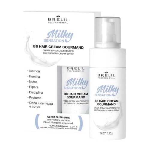 BRELIL greito poveikio daugiafunkcinis purškiamas kremas BB Hair Cream Gourmand, 150ml-min BRELIL greito poveikio daugiafunkcinis purškiamas kremas BB Hair Cream Gourmand, 150ml