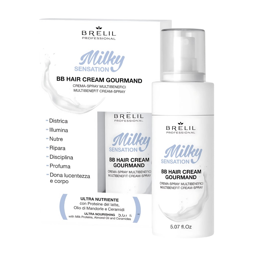 BRELIL greito poveikio daugiafunkcinis purškiamas kremas BB Hair Cream Gourmand, 150ml-min BRELIL greito poveikio daugiafunkcinis purškiamas kremas BB Hair Cream Gourmand, 150ml