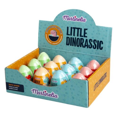 MARTINELIA vonios burbulas kiaušinio formos su siurprizu viduje Little Dinosauric-min MARTINELIA vonios burbulas kiaušinio formos su siurprizu viduje Little Dinosauric, mėlynių kvapo, 100g