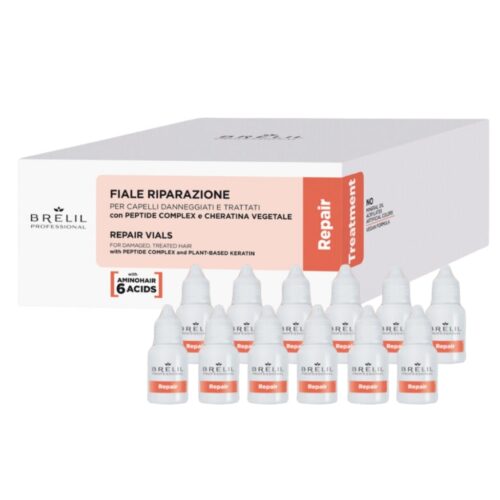 BRELIL atkuriamosios ampulės su peptidų kompleksu, kkeratinu ir amino rūgštimis REPAIR VIALS, 12x7ml-min BRELIL atkuriamosios ampulės su peptidų kompleksu, keratinu ir amino rūgštimis REPAIR VIALS, 12x7ml