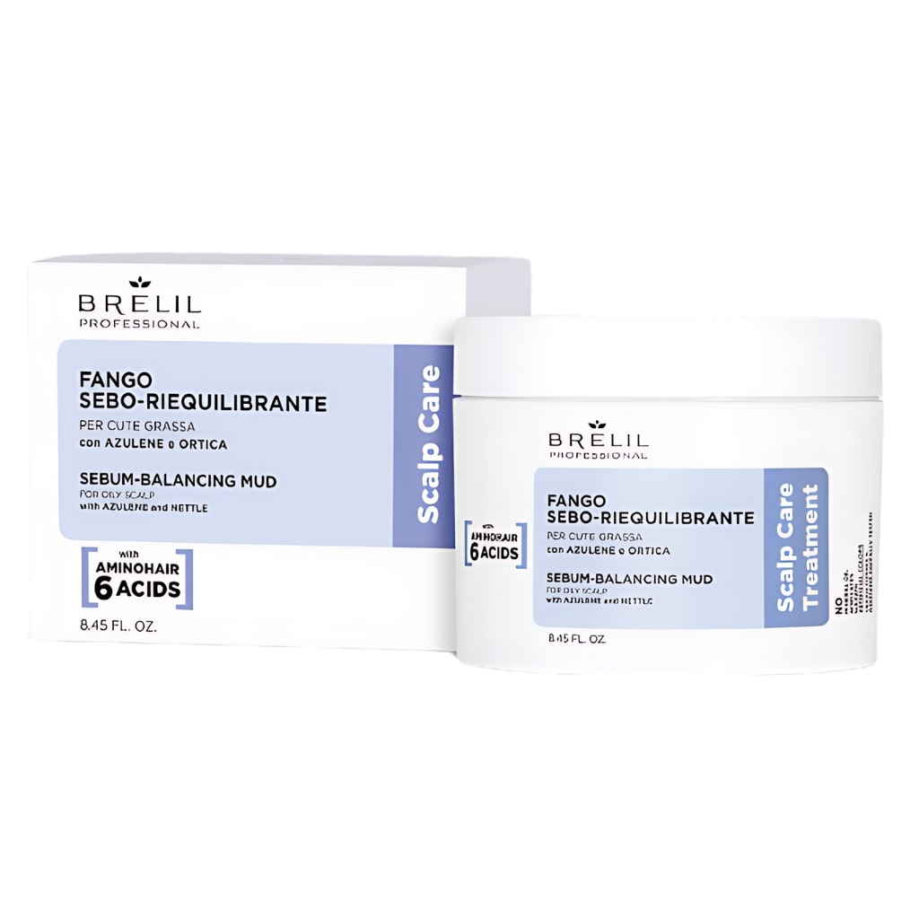 BRELIL purvo kaukė - riebalų balansavimo gydymas SEBUM-BALANCING MUD, 250ml-min BRELIL purvo kaukė galvos odos riebumui mažinti ir banalsui atstatyti SEBUM-BALANCING MUD, 250ml