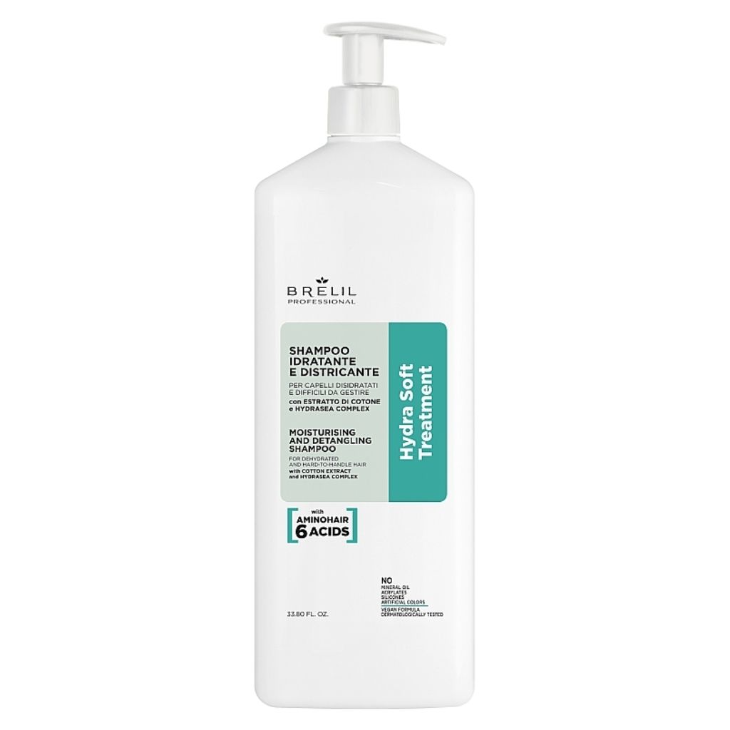BRELIL drėkinamasis šampūnas ausiems, sunkiai suvaldomiems plaukams HYDRA, 1000ml BRELIL drėkinamasis šampūnas sausiems, sunkiai suvaldomiems plaukams HYDRA, 1000ml