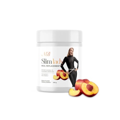 Slim lady sotumo jausmui ir kasdienei energijai palaikyti Meal Replacement, persikų skonio, 500g