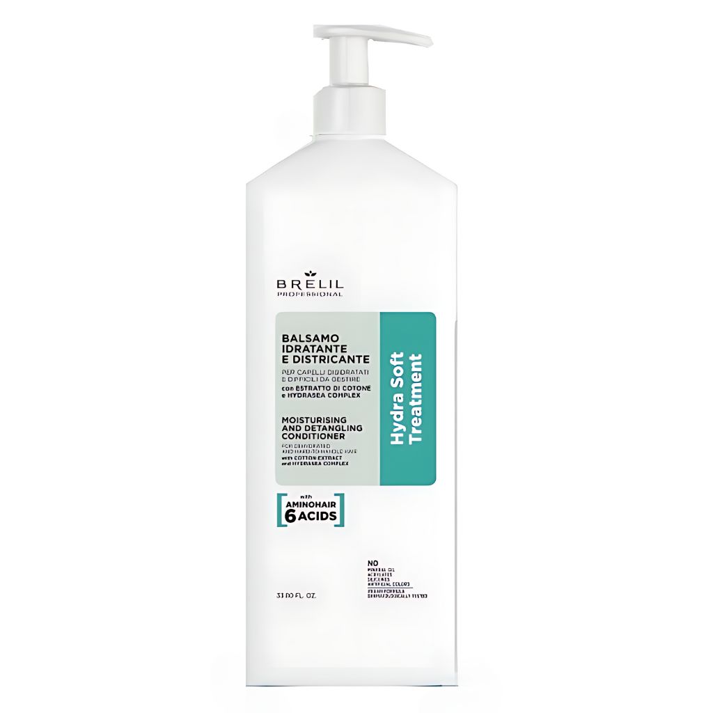 _produktiniu dydis (1) BRELIL drėkinamasis kondicionierius sausiems, sunkiai suvaldomiems plaukams HYDRA, 1000ml