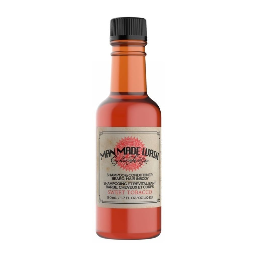 18.21 Man Made daugiafunkcė priemonė vyrams 3in1: stiprinamasis šampūnas, kondicionierius ir kūno prausiklis viename Wash Sweet Tobacco WSH2STN, 50ml