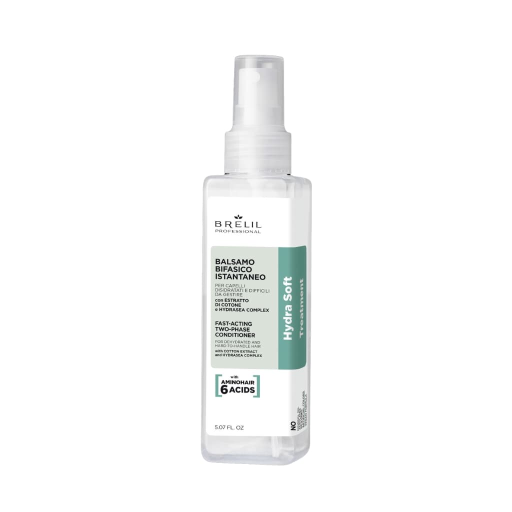 BRELIL greitai veikiantis dviejų fazių kondicionierius HYDRA SOFT TREATMENT, 150ml-min BRELIL greitai veikiantis dviejų fazių kondicionierius HYDRA SOFT TREATMENT, 150ml