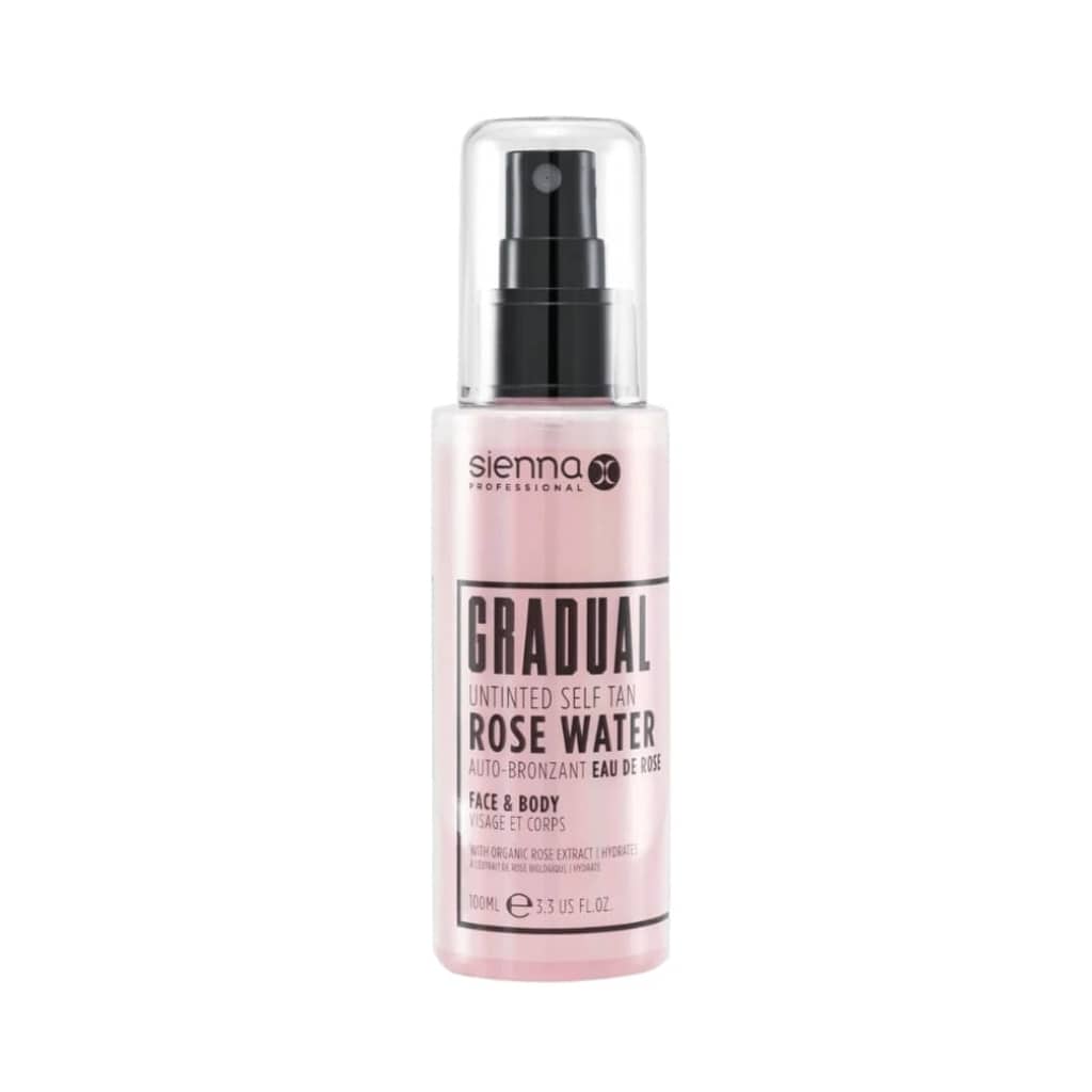 SIENNA-X palaipsninis savaiminio įdegio rožių vanduo GRADUAL UNTINTED SELF TAN ROSE WATER, 100ml
