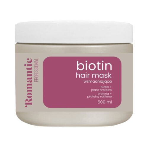 ROMANTIC PROFESSIONAL stiprinamoji kaukė nusilpusiems ir žvilgesį praradusiems plaukams Biotin, 500ml-min ROMANTIC PROFESSIONAL stiprinamoji kaukė nusilpusiems ir žvilgesį praradusiems plaukams Biotin, 500ml
