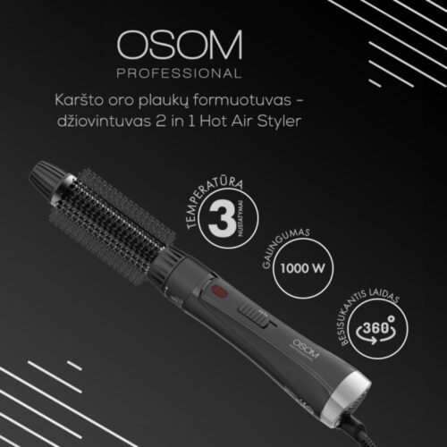 Osom Professional karšto oro plaukų formuotuvas - džiovintuvas 2in1 Hot Air Styler OSOM6615, 1000W (4)-min Osom Professional karšto oro plaukų formuotuvas - džiovintuvas 2in1 Hot Air Styler OSOM6615, 1000W