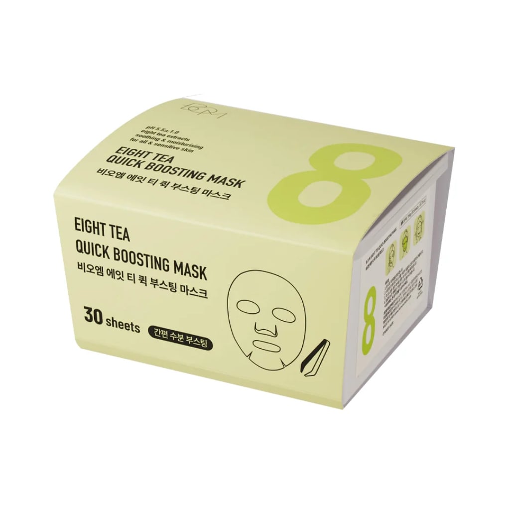 BOM lakštinės veido kaukės Eight Tea Quick Boosting Mask, 30vnt.