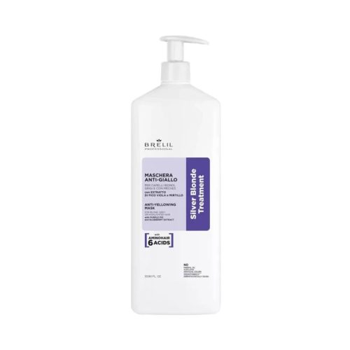 BRELIL plaukų kaukė šviesiems ir žiliems plaukams SILVER BLONDE ANTI-YELLOW MASK, 1000ml-min BRELIL plaukų kaukė šviesiems ir žiliems plaukams SILVER BLONDE ANTI-YELLOW MASK, 1000ml