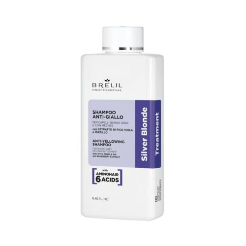 BRELIL šampūnas šviesiems ir žiliems plaukams SILVER BLONDE ANTI-YELLOW SHAMPOO, 250ml