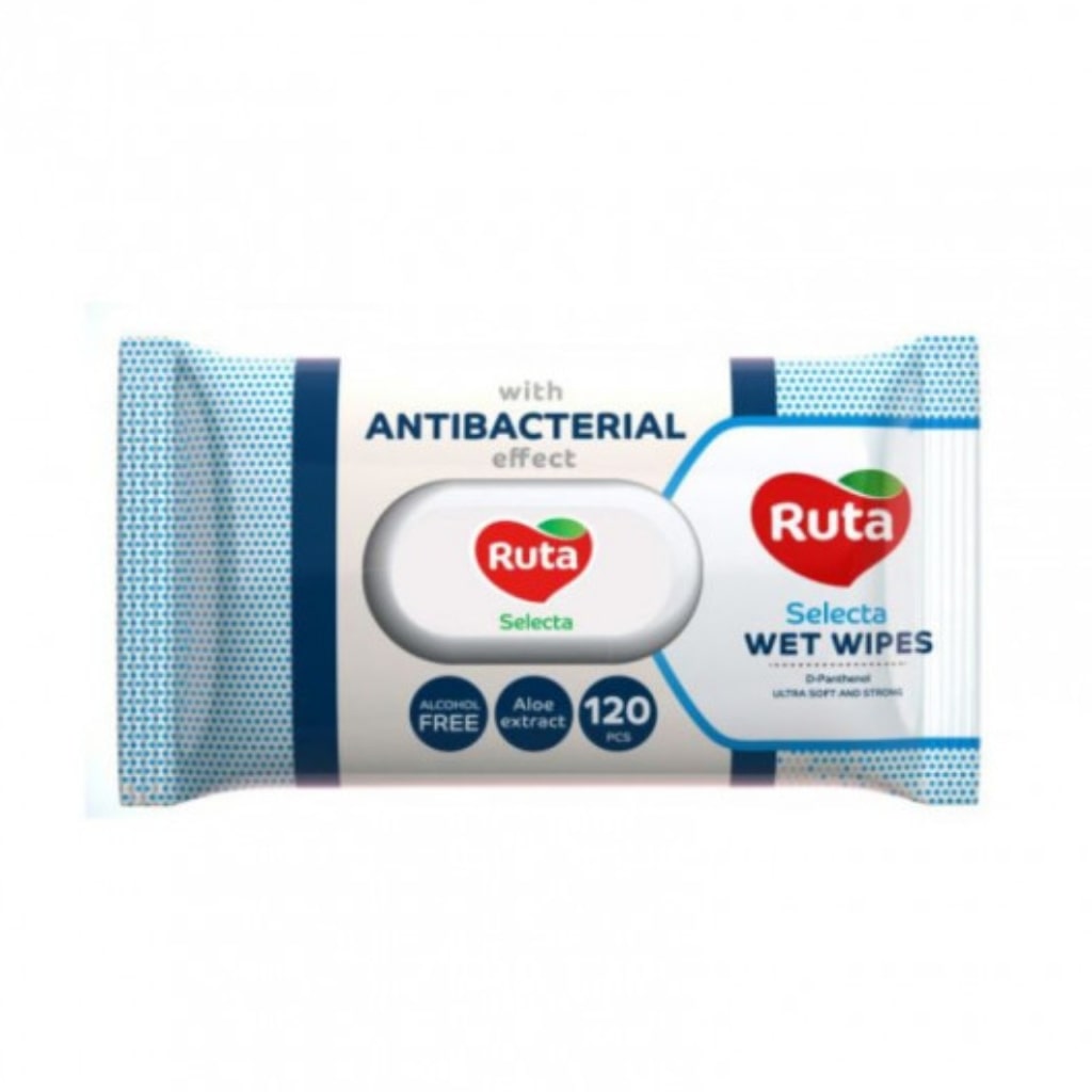 RUTA antibakterinės drėgnos servetėlės Selecta, 120vnt-min RUTA antibakterinės drėgnos servetėlės Selecta, 120vnt.