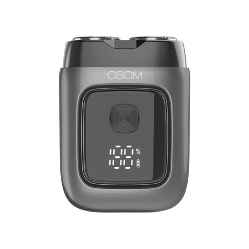 Mini plaukų skutimo mašinėlė-barzdaskutė OSOM LED Metal Body Dual Blade Rotary Shaver OSOM02973, pilkos spalvos Mini plaukų skutimo mašinėlė-barzdaskutė OSOM LED Metal Body Dual Blade Rotary Shaver OSOM02973, pilkos spalvos