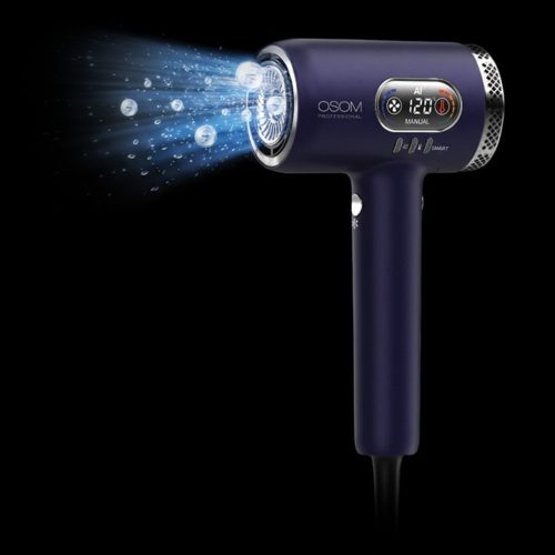 Plaukų džiovintuvas OSOM Professional SmartFlow AI High Speed Plasma Hair Dryer OSOMPSMFLBL, 2000 W, mėlynos spalvos