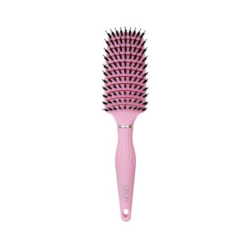 Šepetys plaukams OSOM Professional Flexible Hair Brush With Boar and Nylon Bristles OSOMP02827, su nailono ir šerno šereliais, rožinės spalvos, 265 mm