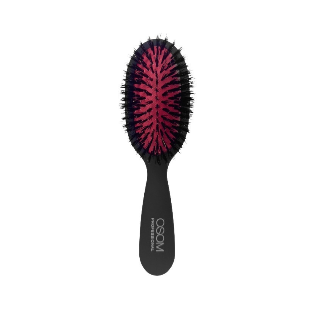 Šepetys plaukams OSOM Professional Hair Brush With Boar Bristles OSOMP02824, su šerno šereliais, juodos spalvos, 180 mm
