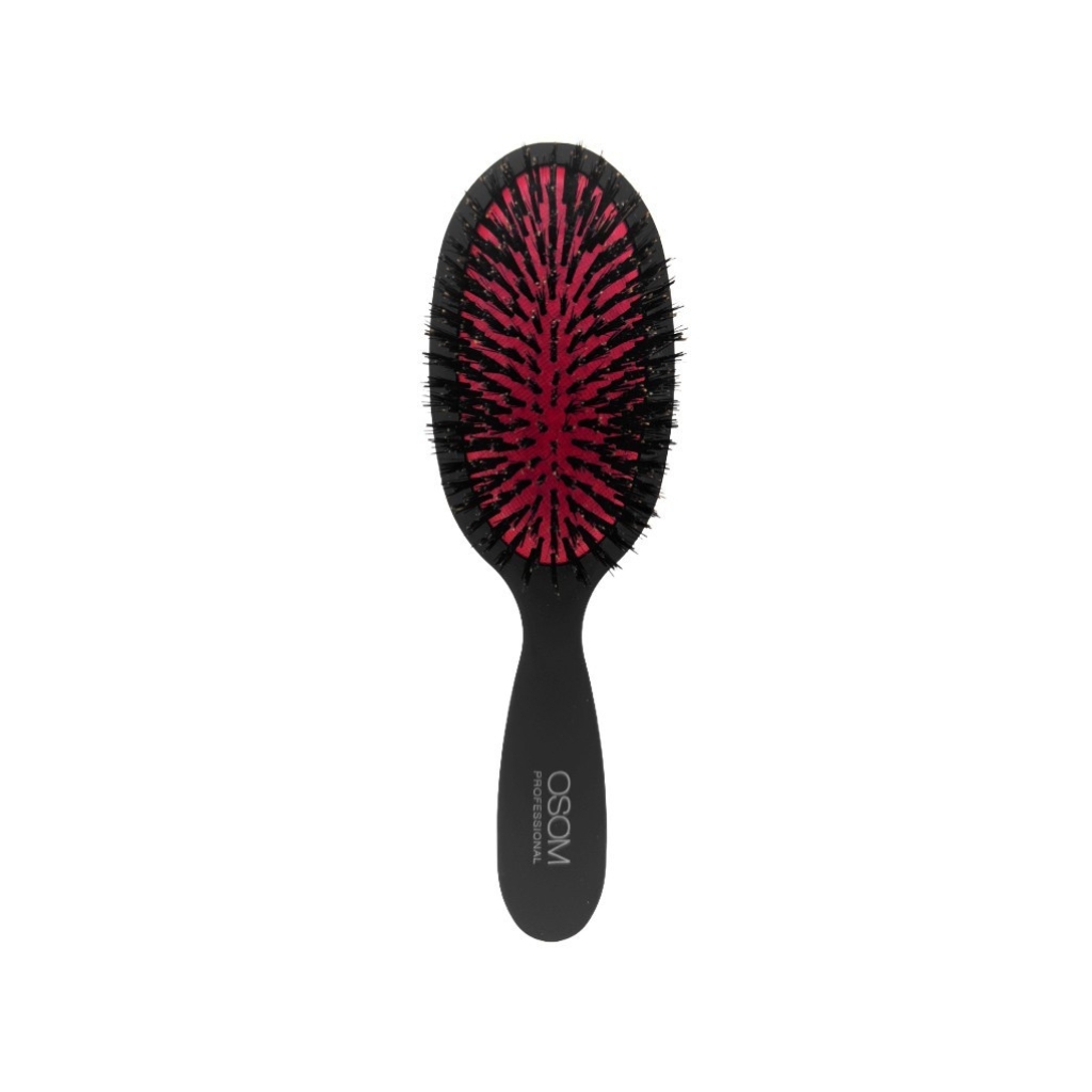 Šepetys plaukams OSOM Professional Hair Brush With Boar Bristles OSOMP02825, su šerno šereliais, juodos spalvos, 215 mm