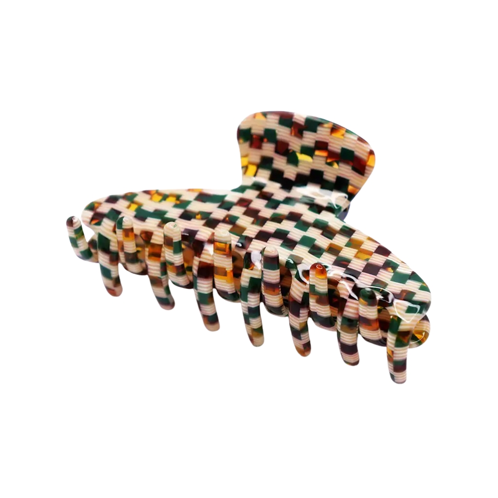 Chaplet Plaukų segtukas, krabukas AZ70924BRO, margas, rudas su žaliu 8.5cm