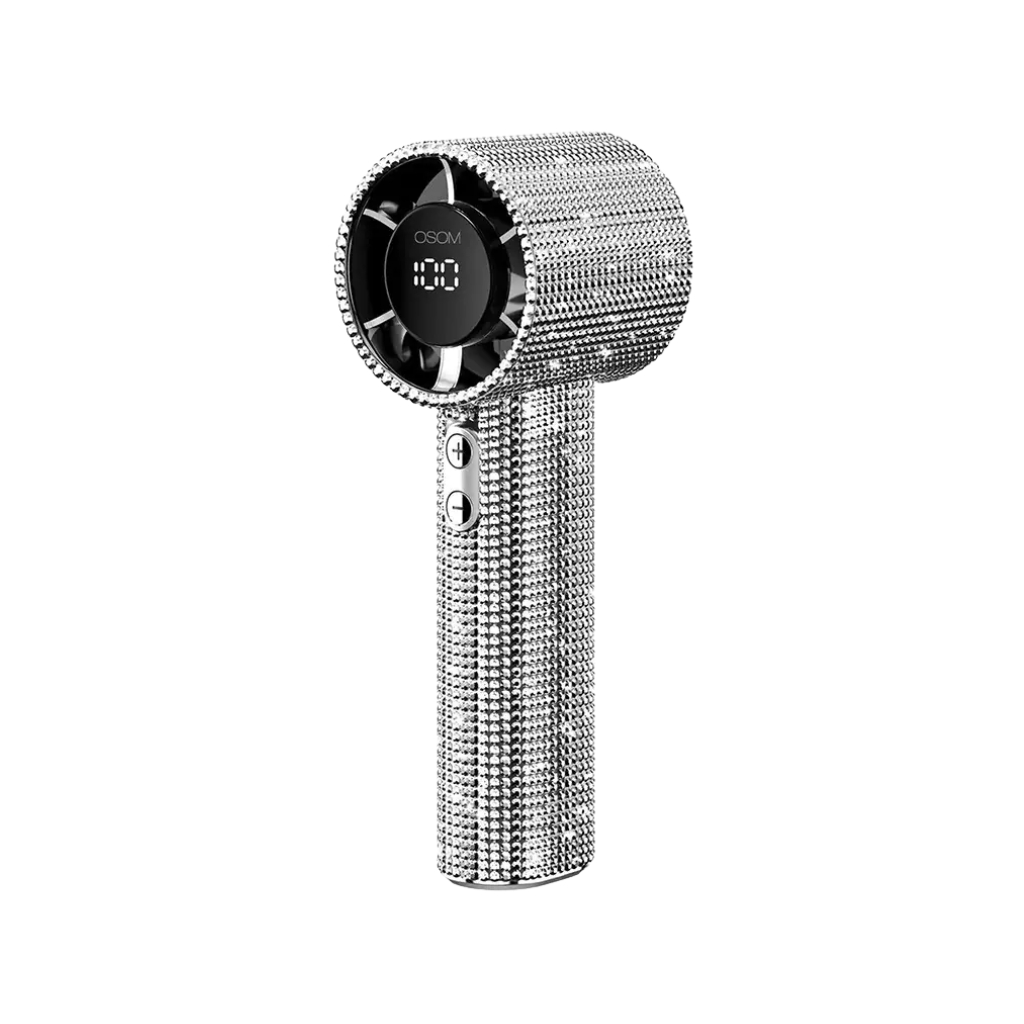 OSOM Mini nešiojamas ventiliatorius įkraunamas, su sidabriniais blizgučiais Mini Portable Fan OSOM03195 OSOM Mini nešiojamas ventiliatorius įkraunamas, su sidabriniais blizgučiais Mini Portable Fan OSOM03195