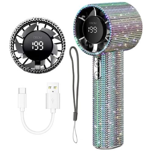 OSOM Mini nešiojamas ventiliatorius įkraunamas, su undinėlės efekto blizgučiais Mini Portable Fan OSOM03196